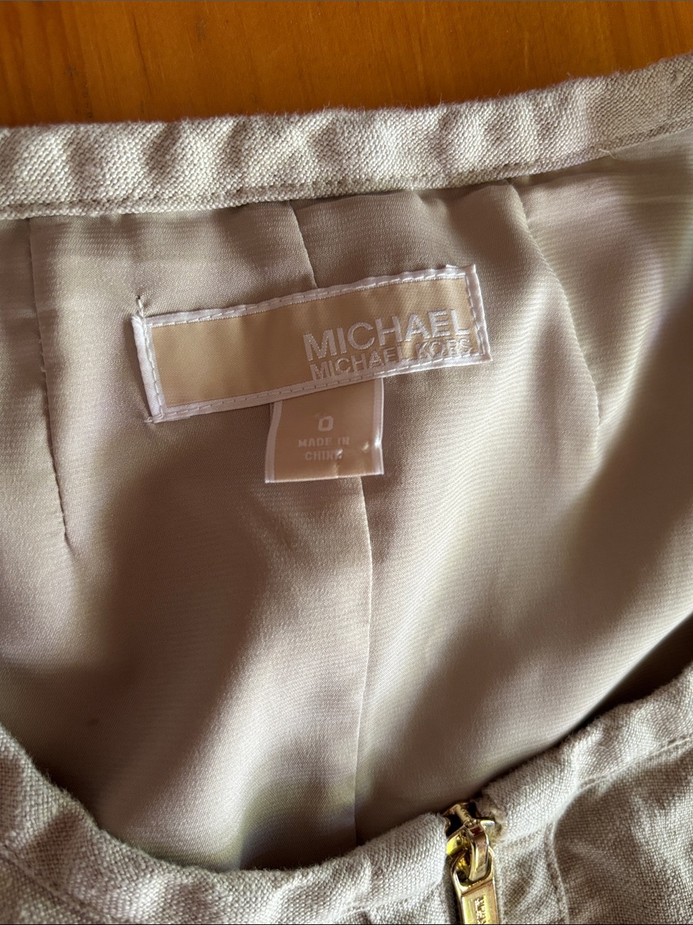 Michael Kors Beige Sleeveless Zip-Front Mini Dress - Picture 2 of 7